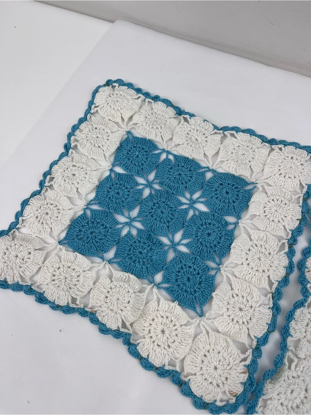 Matching Doily Set Teal and Cream
